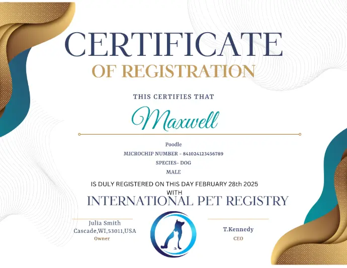 Certificate Of Registration | International Pet Registry